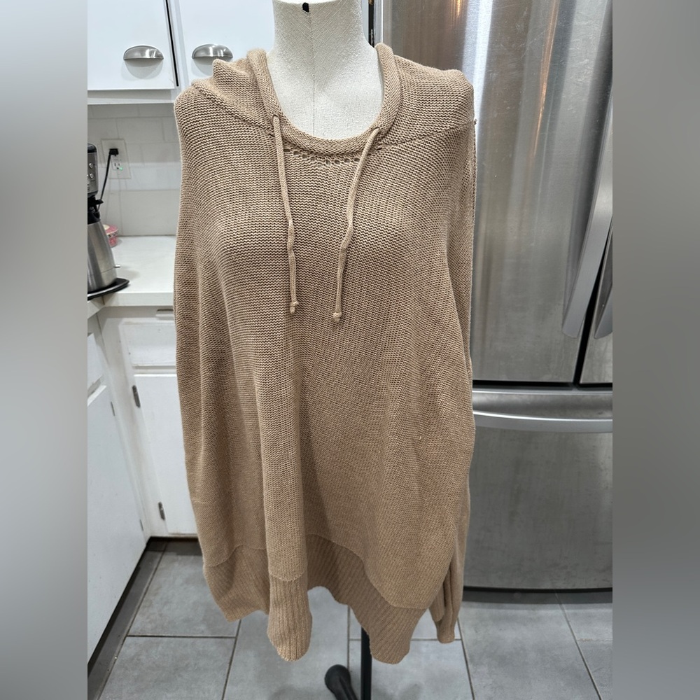 Soft Surroundings Camel Knit Sweater hood 2x oversized